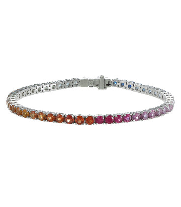 2.50 mm Round Rainbow 'Ombre' Sapphire Tennis Bracelet