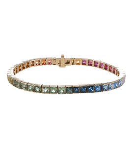 3.00 mm PRINCESS (bezel set): Rainbow 'Ombre' Sapphire Tennis Bracelet
