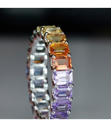 Emerald Cut Eternity Ring (Rainbow 4 x 3)