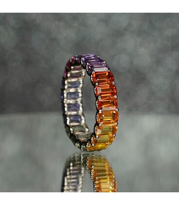 Emerald Cut Eternity Ring (Rainbow 4 x 3)