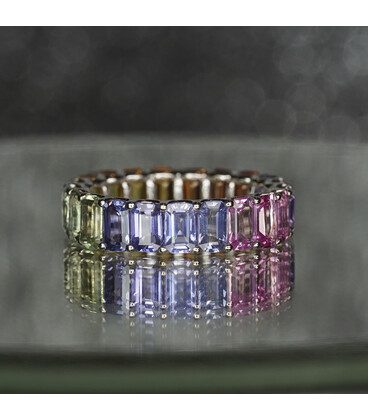 Emerald Cut Eternity Ring (Rainbow 5 x 3)