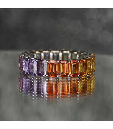 Emerald Cut Eternity Ring (Rainbow 5 x 3)