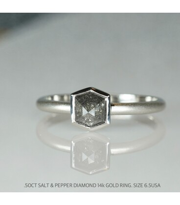 Salt & Pepper Diamond Bezel Rings