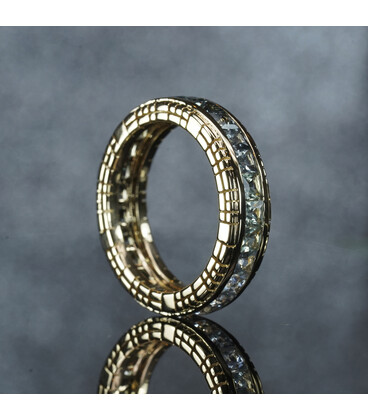 'Aztec Stone' Ombre Green Sapphire Ring