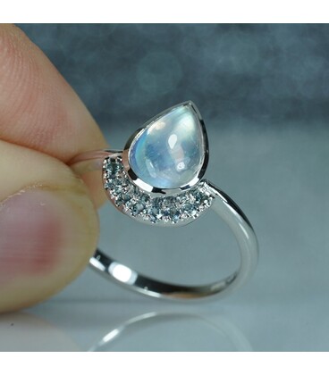 Rainbow Moonstone Ring